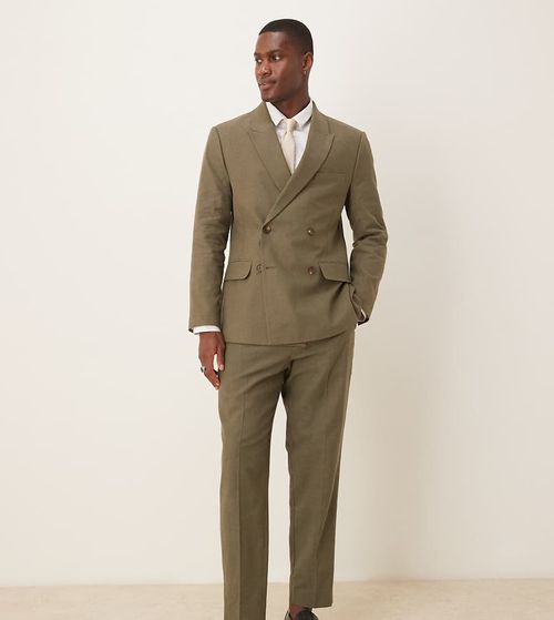 Abercombie & Fitch classic linen suit trouser co-ord in olive green