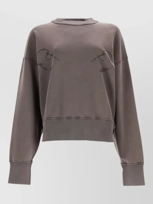 Jean Paul Gaultier - knit sweatshirt embroidery dropped shoulders ribbed finishe
