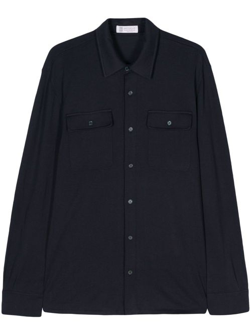 Classic-collar cotton shirt - Blue
