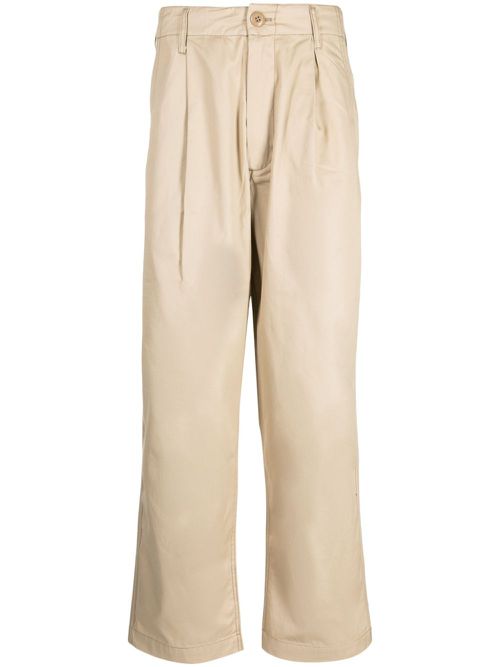 Pintuck wide-leg trousers - Brown