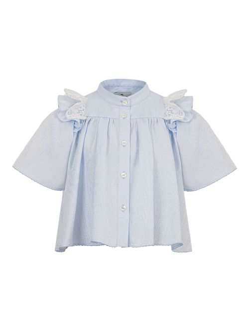 ETRO KIDS paisley-jacquard cotton shirt - Blue