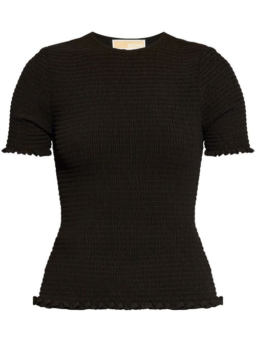 Smocked georgette top - Black