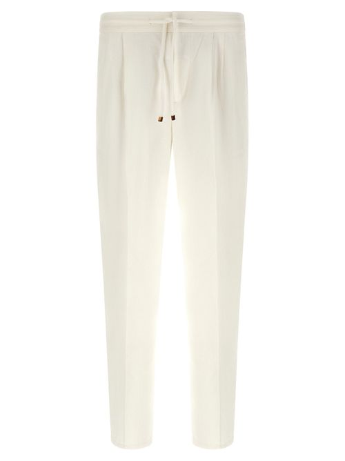 Linen-Cotton Blend Trousers — Cream