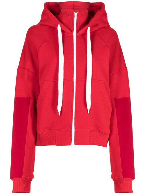 High-neck drawstring hoodie - Red