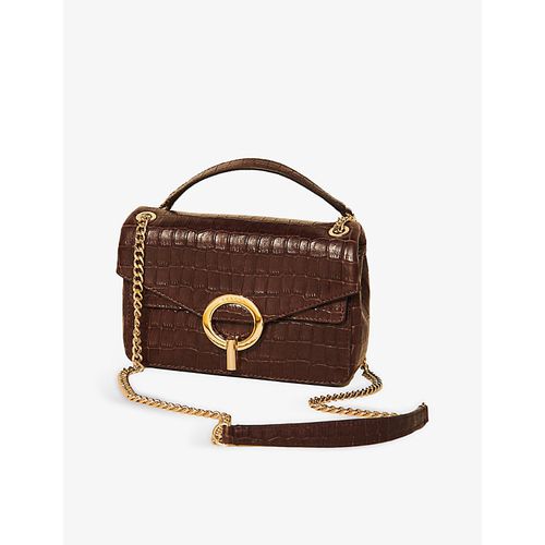 Womens Brown Yza Snakeskin-embossed Leather Shoulder bag 1 Size