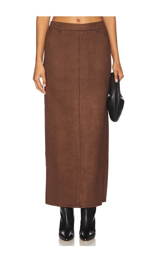 ALL THE WAYS Bailey Faux Suede Skirt in Brown. XL also in XS, XXS, S