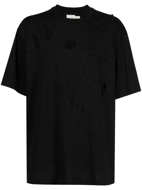 Cut-out detail cotton T-shirt - Black