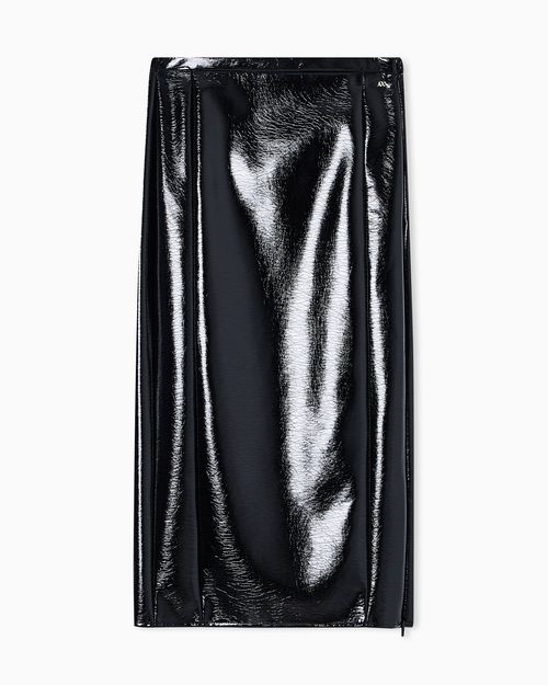 Long Wet Look Vinyl Skirt
