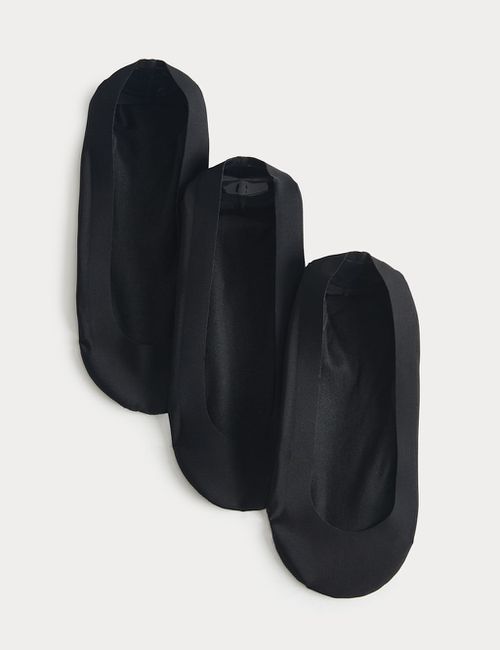 M&S 3 Pack Cotton Blend Lace Footsies - 3-5 - Black, Black