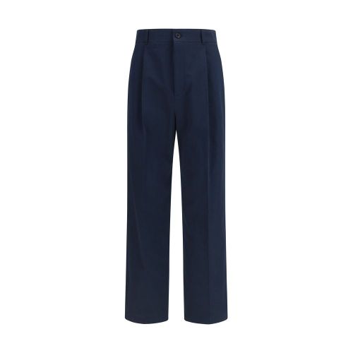 Straight Cotton Trousers — Navy