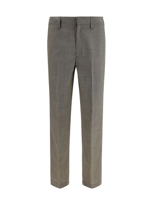 Checked Wool Trousers — Gray