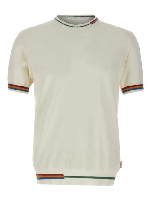 Stripe-trim T-shirt - White