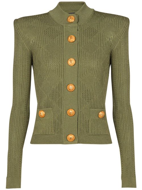 Gingham pattern cardigan - Green