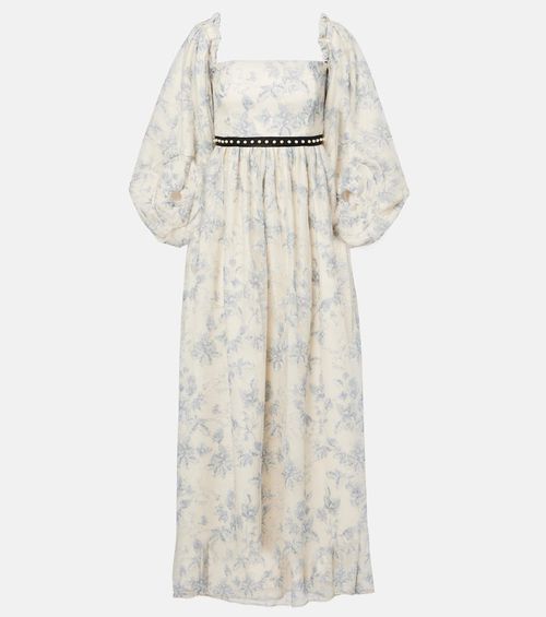 Alheli balloon-sleeve floral maxi dress