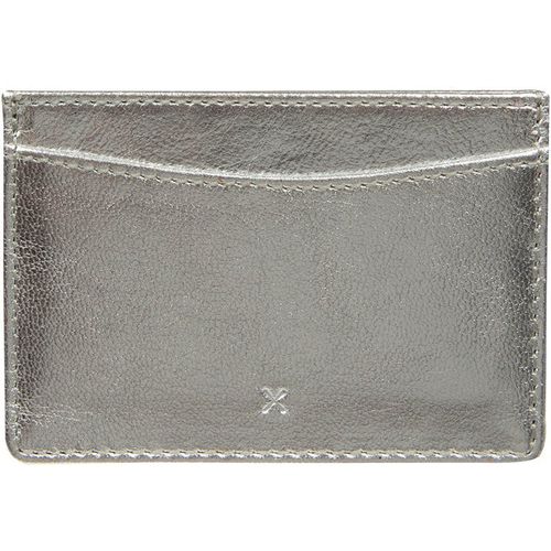 NiNa Amora Womens 'Annalisa' Metallic Silver Leather Card Holder - One