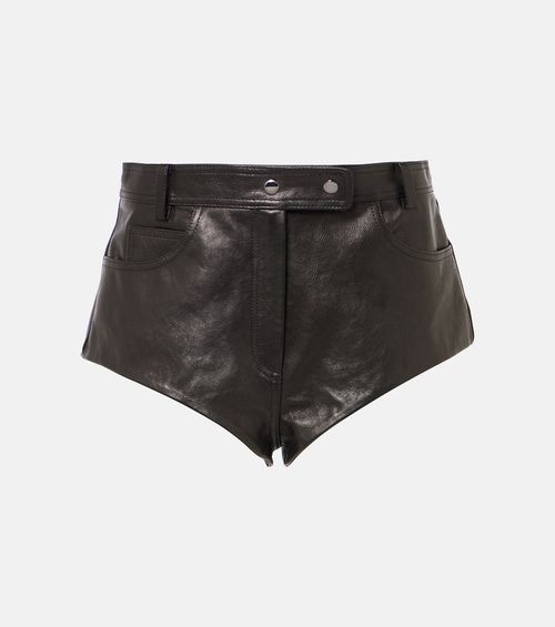 High-rise leather shorts