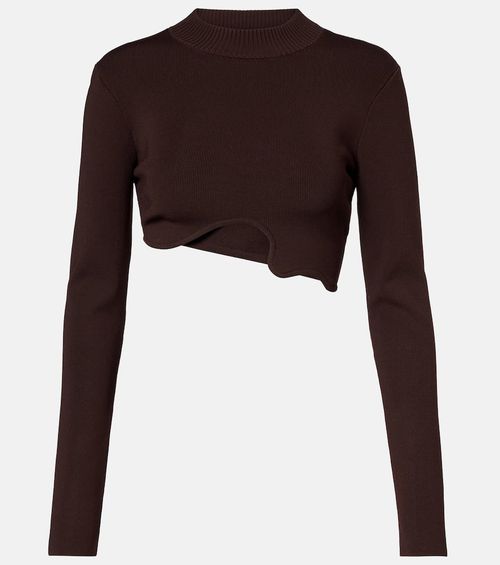 Asymmetric knitted crop top