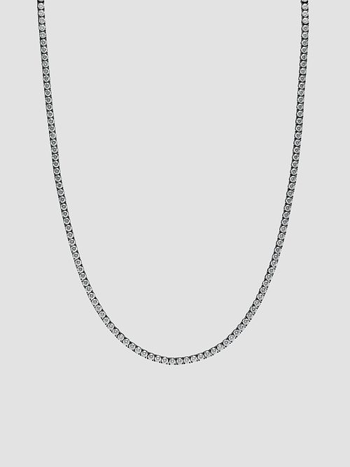 Men's Tennis Necklace in Black Titanium - Diamond