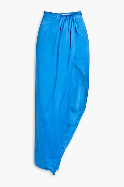 Manon wrap-effect silk-satin midi skirt