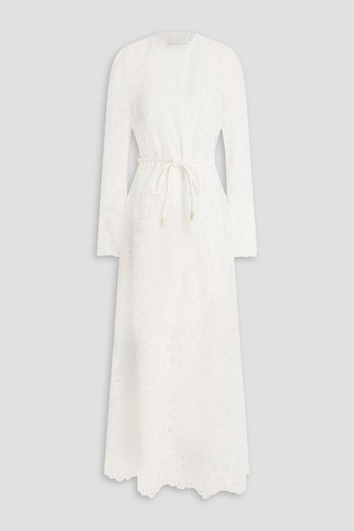 Broderie anglaise cotton maxi dress - White - 00