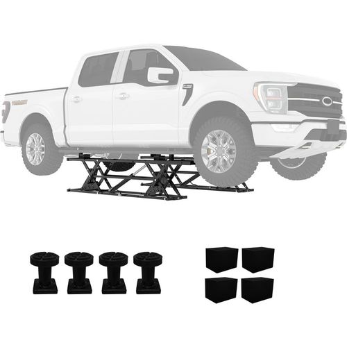 Garvee Portable Car Lift - 7,000 lbs Heavy-Duty Carbon Steel Auto Lift Jack for Trucks and SUVs, Adjustable Height 6.26"-27" with Safety Locks and Extension Plate