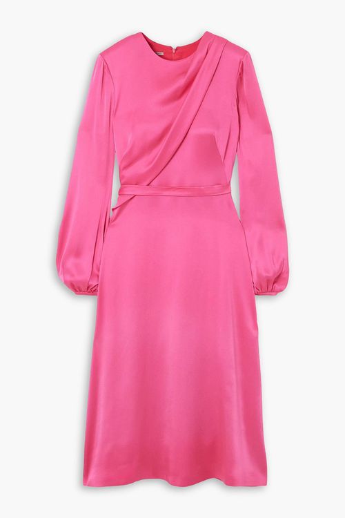 Draped duchesse-satin midi dress - Pink - IT 36