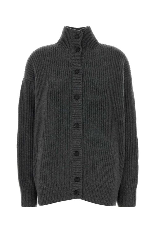 Ribbed Cashmere Cardigan — Gray