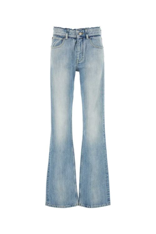 High-Waist Flared Cotton Jeans — Blue