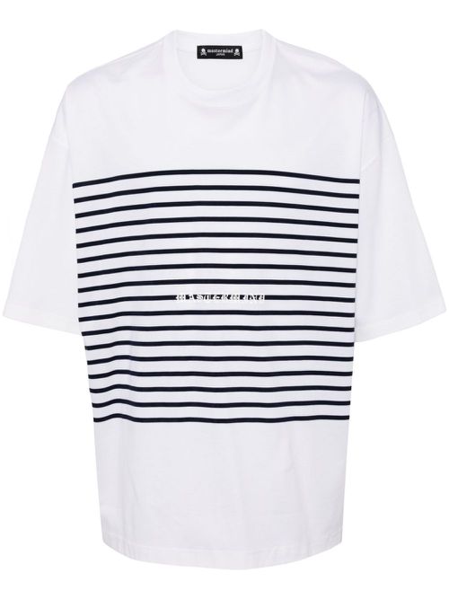 Stripe-print cotton T-shirt - White