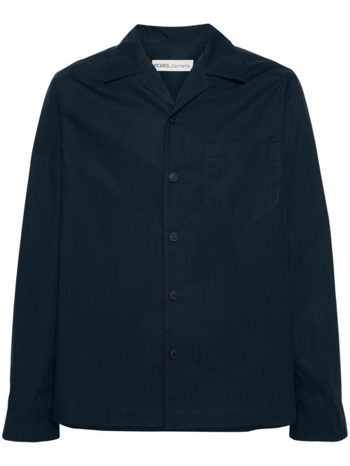 Camp-collar poplin shirt - Blue