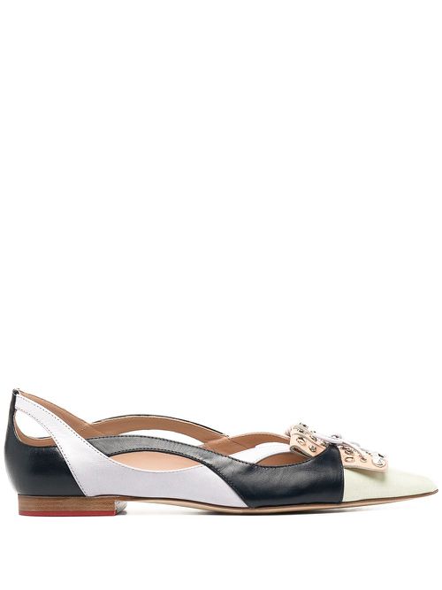 Bow-detail pointed-toe ballerina shoes - Neutrals