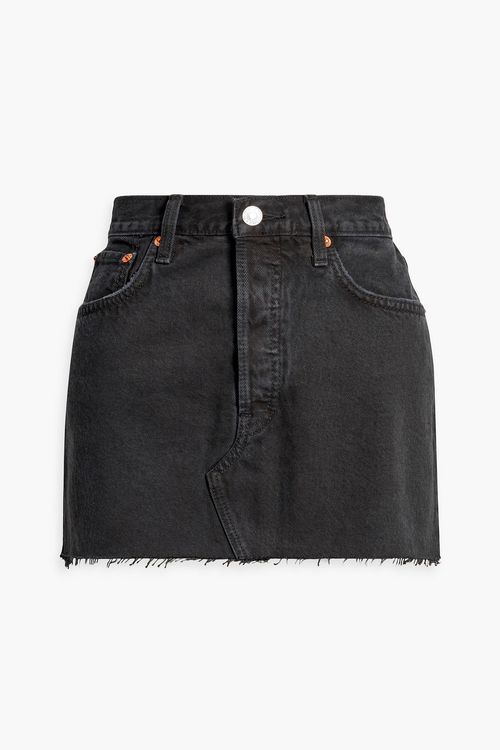 90s frayed denim mini skirt