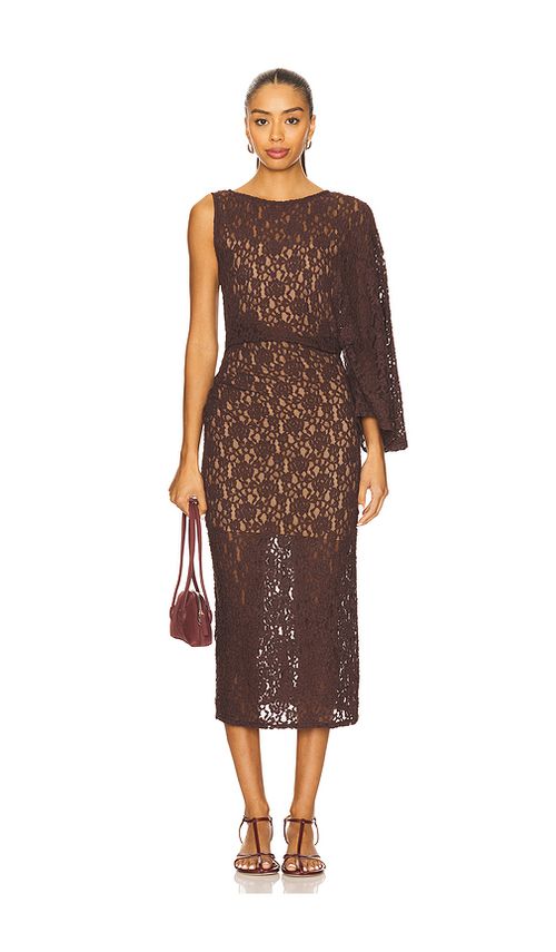 L'Academie by Marianna Ayden Midi Dress in Brown. XS. Also in L, M, S