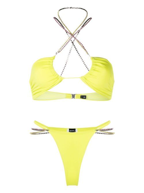 Crystal-embellished bikini set - Green