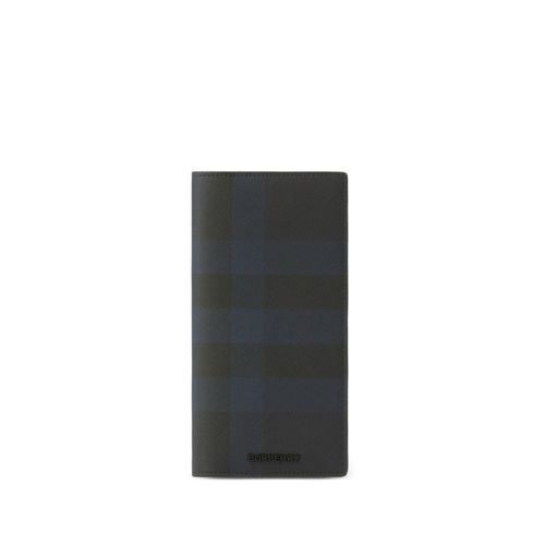 Mens Check Leather Long Wallet