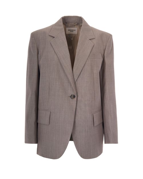 Brown Solid Notched Lapel Blazer