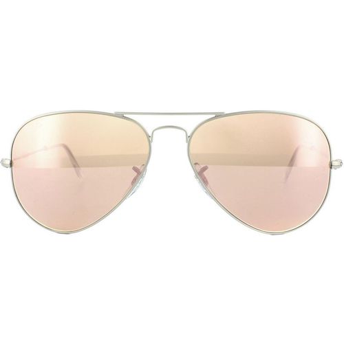 Aviator Silver Brown Mirror Pink Sunglasses