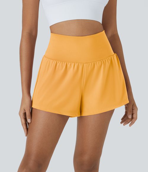 SoftlyZero™ Airy Super High Waisted Cool Touch Yoga Shorts with Pockets Gym Short - Warm Apricot
