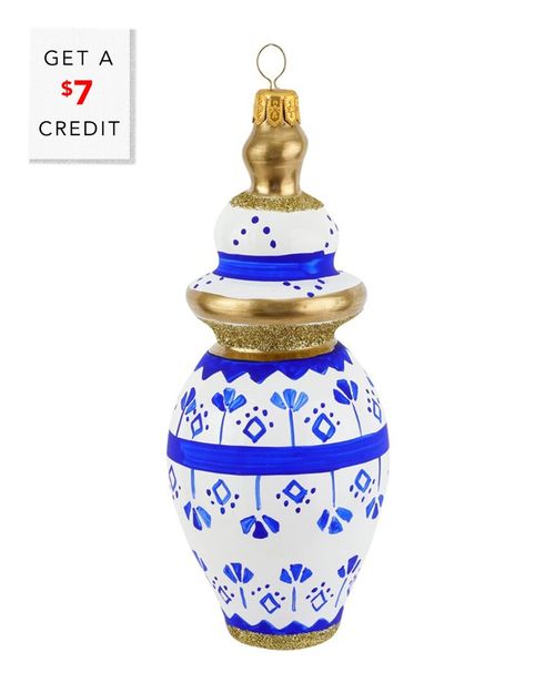Ornaments Figural Ginger Jar With Small Flowers Ornament With $7 Credit