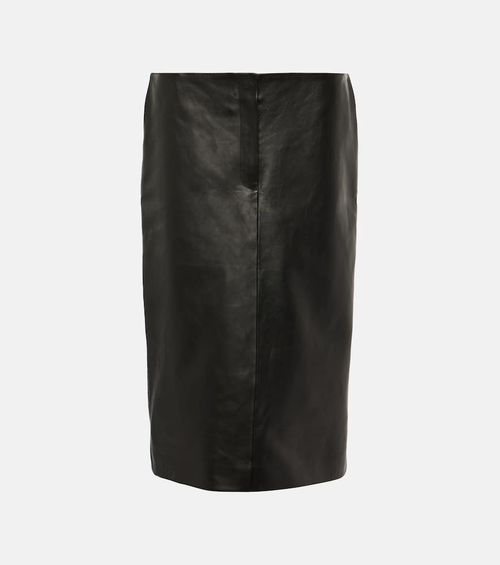 Leather midi skirt