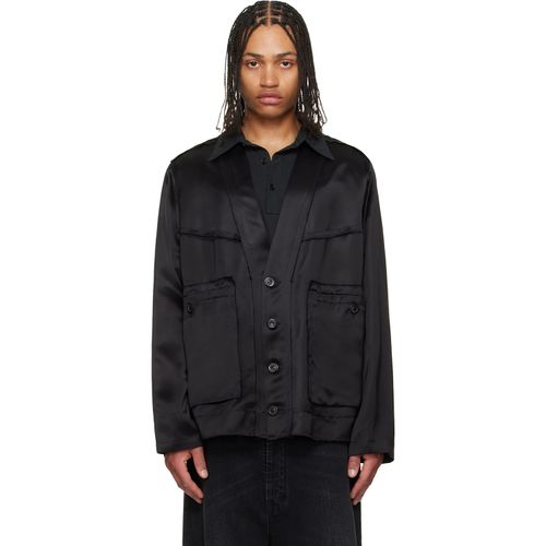 Black Patchwork Satin Jacket
