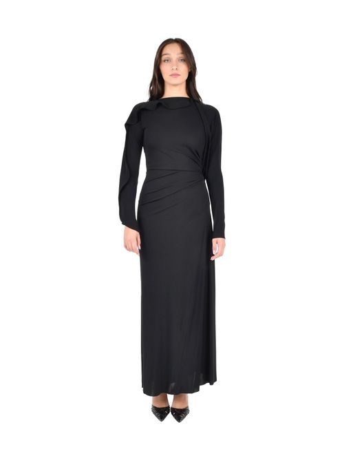 Draped Viscose Dress — Black
