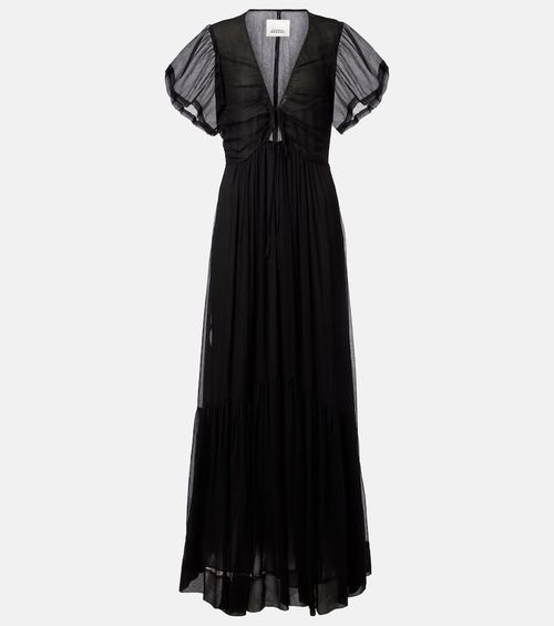 Agathe gathered silk maxi dress