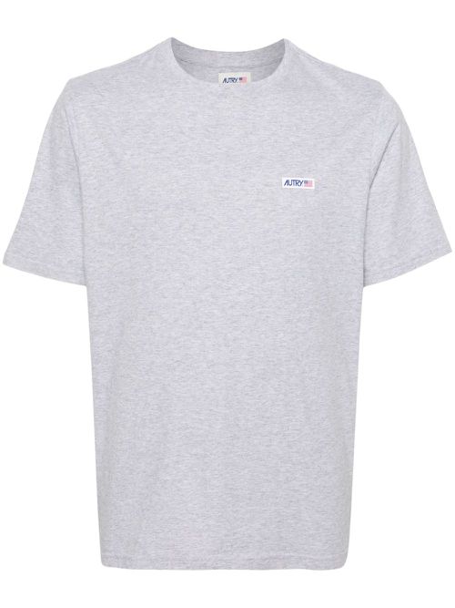 Logo-patch cotton T-shirt - Grey