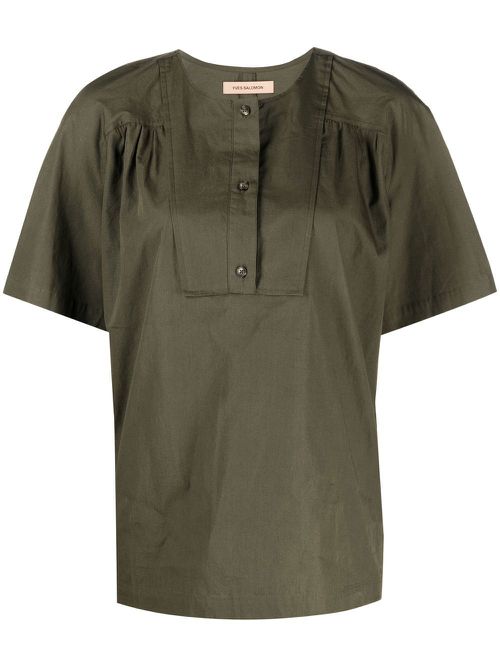 Button-front short-sleeved T-shirt - Green