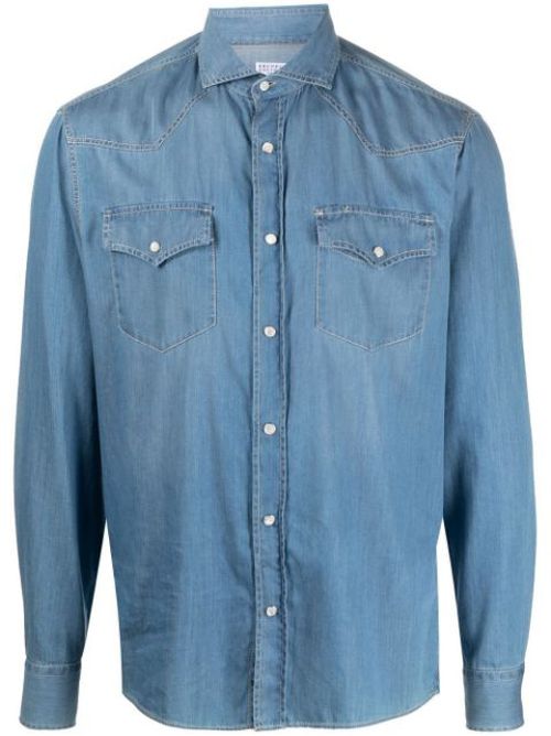 Long-sleeved denim shirt