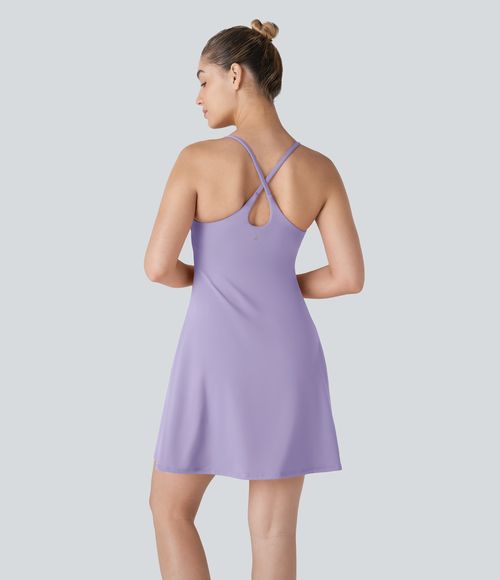 SoftlyZero™ Plush Backless Active Dress-Longer Length-Easy Peezy Edition Workout Dress - Lavender