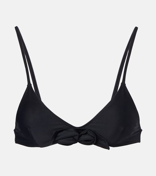 Flower floral-appliqué bikini top