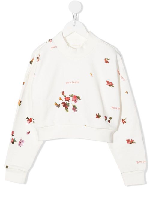 Floral-print cropped sweatshirt - White