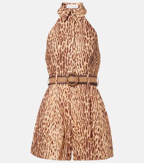 Printed linen jumpsuit
